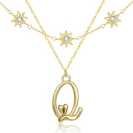 JIYVY32 14K Gold Plated Q Chic Initial Letter Keepsake