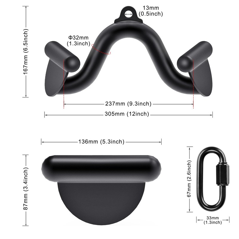 Kipika 12" Lat Pull Down Bars Cable Machine Attachment, Rowing
