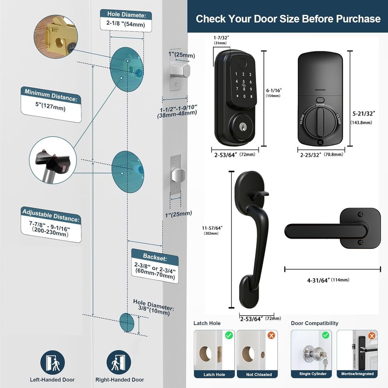 Keyless Entry Door Lock with Handle Set, Smart Door Lock