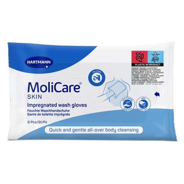 MoliCare Skin Impregnated Wash Gloves X 8