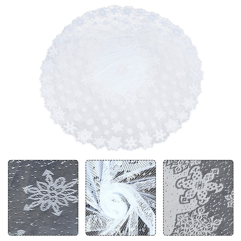 EXCEART 1 Pcs Round Lace Tablecloth 70 Inch Diameter, Christmas