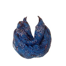 Scarf_tradinginc® Floral Butterfly Bird Dragonfly Light Weight X-large Infinity Scarf (Bird & Floral Blue)