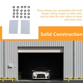 Garage Door Hinge Quiet Roller Sleeves, 20 Sets Garage Door Hinge Quiet Roller Sleeves 11mm ID 80mm Length Roller Shaft Nuts Bearing Gaskets for Cars RV Garage Doors