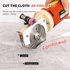 CGOLDENWALL Electric Rotary Fabric Cutter, Multi-layer Electric Rotary Cutter for Fabric, 0.86" Cutting Thickness, Carpet Cutter Heavy Duty 2.5LB, with Replacement Blades, Sharpening Stones 110V