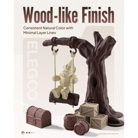 ELEGOO PLA Filament 1.75mm Oak Wood 1KG, Real Wood Flour Added 3D Printer Filament, 1kg Spool(2.2lbs) Fits for Most FDM 3D Printers