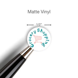 Grocery Shopping Day Planner Stickers / 54 Fun Vinyl Stickers (1/2”) / Chore Reminder/Essential Productivity Life Planner Stickers/Bullet Bujo Journal/Todo Appointments (1 Sheet)