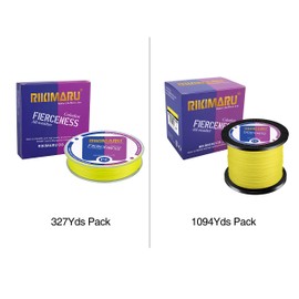 Braided Fishing Line Abrasion Resistant Superline Zero Stretch&Low Memory Extra Thin Diameter Yellow 1094Yds,80LB