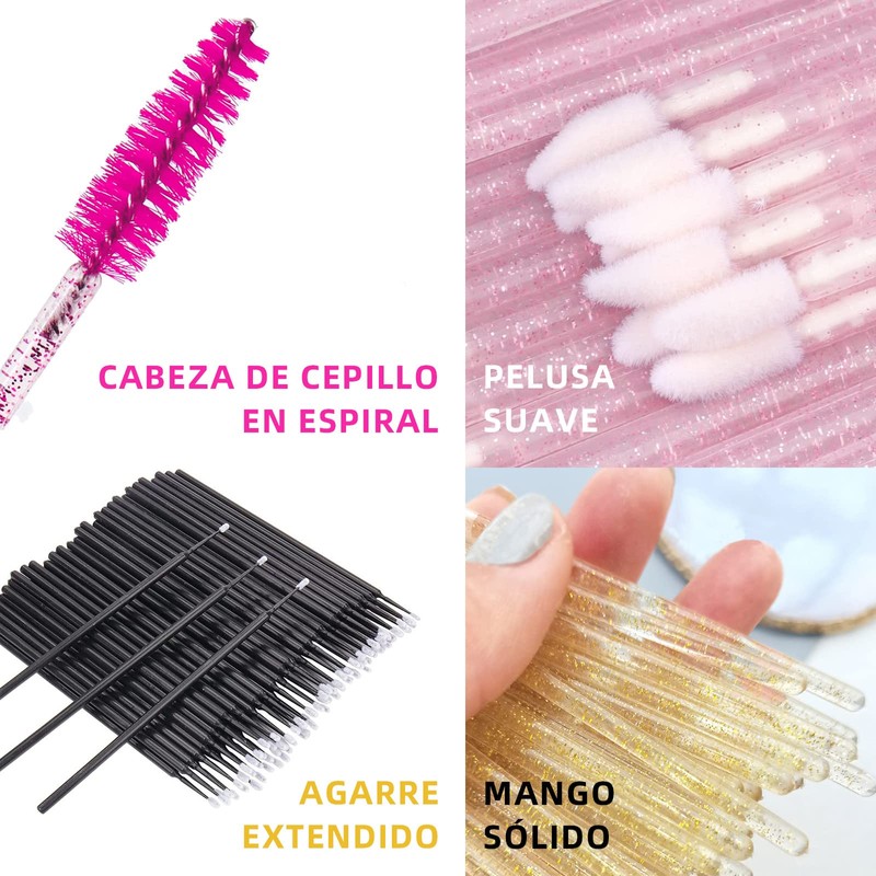 300 pcs Cepillos Desechables para Pestañas, Cepillos Labios y Microaplicador,