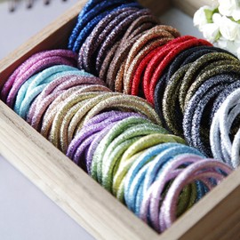 La Tartelette 5 cm Shimmer Elastic Bands Hair Ties Children Rubber Hair Headbands - 10 Pcs (Pink)