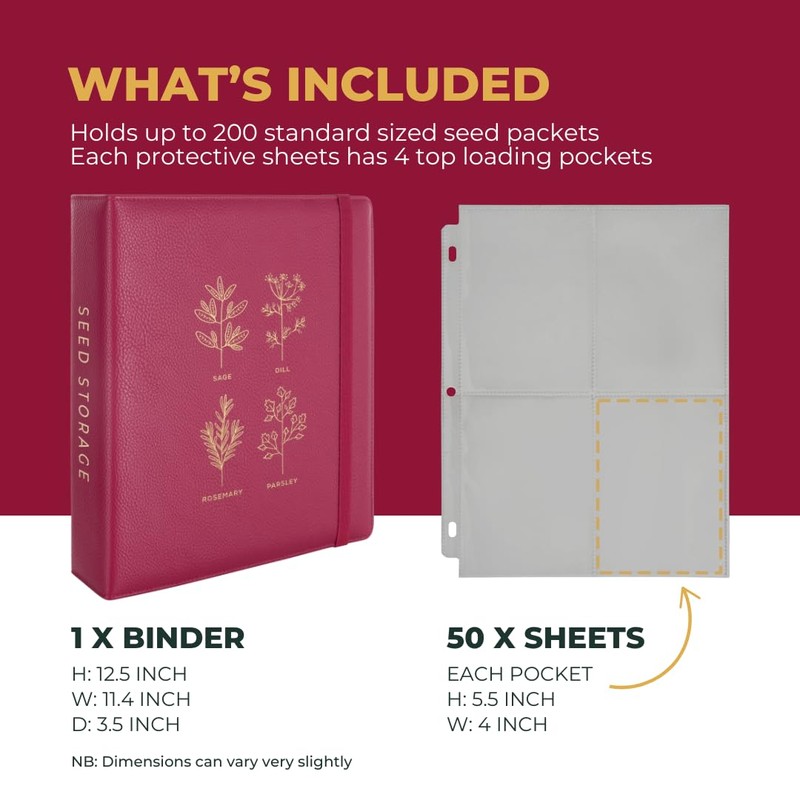 WILDGOOSE Seed Storage Organizer Binder - Seed Packet Organizer with