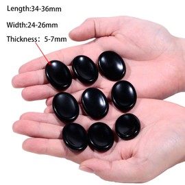 Nupuyai Obsidian Worry Stone Thumb Stone Gemstone Oval Concave Healing Stone Chakra Crystal Pocket Stone Energy Stone for Meditation Massage