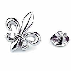 Fleur de Lys France Pin | Classic and Elegant Brooch | Silver Pins | Wedding Pin Gift for Men | French Luxury Brooch Accessory, mm, Brass, None