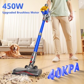 MBYULO Cordless Vacuum Cleaner, 450W 40Kpa Powerful Stick Vacuum, Up to 50Mins Rechargeable Battery, Vacuum Cleaners for Home Anti-Tangled Lightweight Handheld for Hardwood Floor, Carpets, Pet Hair