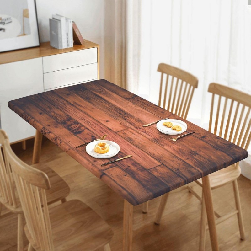 LKEZYOEL Picnic Table Cover for 4ft Table Aged Wooden Texture