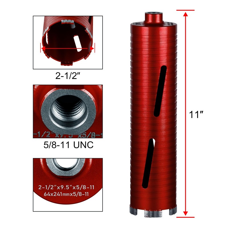 SALI Diamond Core Drill Bits 2 1/2" Diameter 10"/254mm Drilling