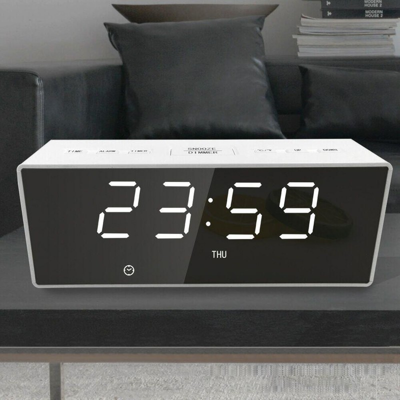 Digital Mirror Alarm Clock Multifunctional LED Mirror Electronic Clocks for