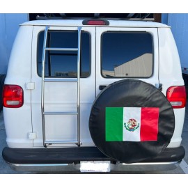 n/a 15" SPARE TIRE COVER MEXICAN FLAG BLACK HEAVY DUTY VINYL TIRE COVER