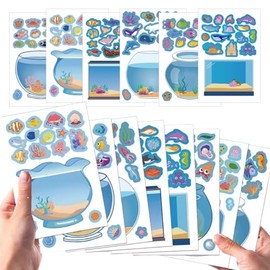 YAYAN HOUSE | 100 Pegatinas Decoración Animales Acuáticos Peces Delfines Calamares Tortuga Stickers Decora Pecera Para Niños Juego Divertido Calcomanías Para Libretas Termos Laptop