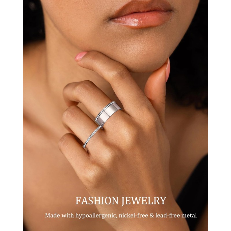 WEDDINEN 3-Pack Ouras Ring Stack Silver Stacking Rings for Ouras