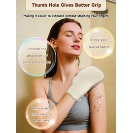 Aswdbbn Exfoliating Glove (Original) Machine Washable Newly Upgraded With Thumb Holes Korean Body Scrubber 100% Vegan Viscose Exfoliating Mitt for Dead Skin Removal, Keratosis Pilaris & Self-Tan Prep