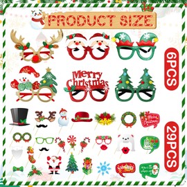 Suffolly 35pcs Christmas Glasses Christmas Party Glasses Funny Christmas Glasses Christmas Photo Booth Xmas Novelty Fancy Costumes Accessories