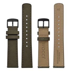WOCCI Quick Release Leather Watch Strap, 18 mm, 19 mm, 20 mm, 21 mm, 22 mm, Nubuck Watch Band, Leather
