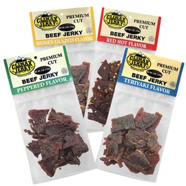 Beef Jerky Variety Pack – 1 LB Total (4 x 4oz Bags) – Honey Glaze, Teriyaki, Pepper, Red Hot – Premium Assorted Flavors – High Protein Snack