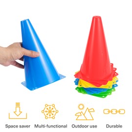 Bramble 24 Pack 18cm Small Traffic Cones | Red, Blue, Green, Yellow | Ideal for Parties, Training and Sports
