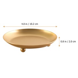 DOITOOL Iron Plate Candle Holder Golden Decorative Iron Pillar Candle Plate Candle Tray Household Candle Dish Candle Stand for LED Wax Candles Incense Cones