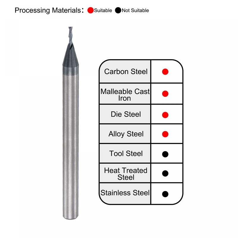 sourcing map Square Nose End Mill, 1mm Tip Dia Solid