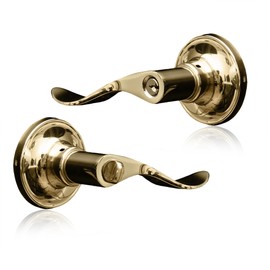 XFORT Cabriole Entrance Knob Set Polished Brass, Door Knob with Lock for Internal Wooden Doors, Complete Set with Tubular Latch and 3 Keys