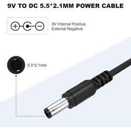 9V DC 1A Guitar Pedal Power Supply Adapter, 9V Charger Power Adapter Compatible with Most Guitar Effect Pedals, BOSS, Casio Keyboard, Center Negative, 5.5mm x 2.1mm