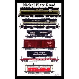 Nickel Plate Road Freight Train 12"x18" matted poster Andy Fletcher signed