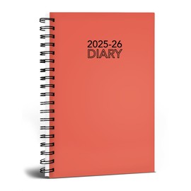 2025-2026 Academic Planner, A5 Size Weekly Pastel & Bright Diary Silver Foil Effect Hardcover Wirebound Diary Planner Organizer Diaries Mid Year Student teacher (Orange)