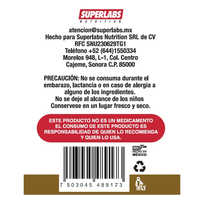 Superlabs Nutrition Maca Peruana 500mg 100 Capsulas Sfn
