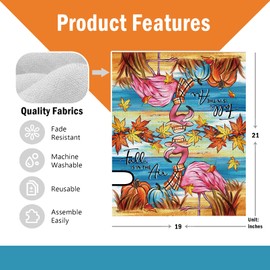 FBCOO Fall is in The Air Flamingo Mailbox Cover Magnetic Standard Size 21" x 19", Autumn Beach Coastal Decorative Post Letter Box Wrap Decor, Nautical Pumpkin Garden Yard Outdoor Decoration