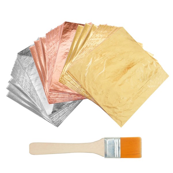 KINNO Gold Leaf Sheets,Multipurpose Gold Leaf for Gilding, Art, Silver