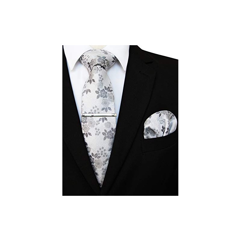 JEMYGINS Mens Floral Ties and Pocket Square Sets with Tie