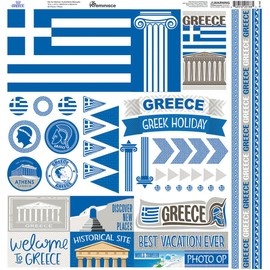 Reminisce Greece Collection 12" x 12" Cardstock Element Scrapbook Stickers