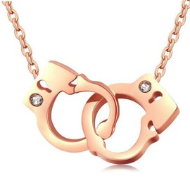 Jude Jewelers Stainless Steel Handcuff Infinity Interlocking Circle Collar Statement Necklace (Rose Gold)