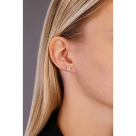 14k White Gold Solitaire Square Princess-cut CZ Stud Earrings with Secure Screw-backs (5mm)…