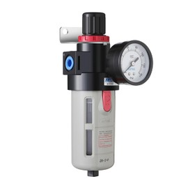 Compressed Air Pressure Filter Regulator Airtac BFR3000 3/8'' NPT 0-140 PSI Combo Piggybac Adjustable,Bracket,Gauge Semi-Auto Drain