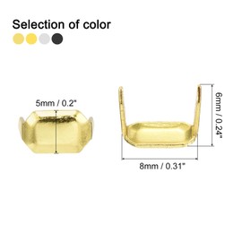 uxcell 40Pcs Brass Leather Staples, 8x5mm Two Prong Claw Rivets, Rectangle Leather Belt Loops Fastener Holder for Belt Keeper Leathercraft Connector Repair, 4 Colors