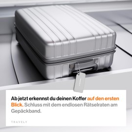 Travely Premium Luggage Tag, Easily Recognisable, Robust & Safe, Includes Name Plate and Privacy Protection, Versatile and Practical Address Tag, Name Tag & Luggage Tag