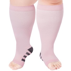 Ancrina Toeless Plus Size Compression Socks for Women Open Toe Wide Calf Compression Support Socks