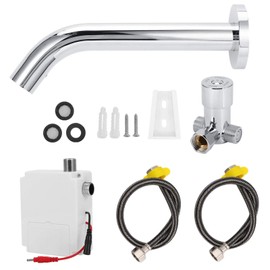 Fdit G1/2in Wall Mount Automatic Faucet with Automatic Sensing Induction Sensor Stainless Steel Water Faucet Hot and Cold Basin Water Tap