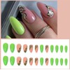 Sherry Berry 24pcs Almond Pink and Green Leopard Pess On