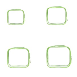 4 PCS Green Travel Toiletries Bags Clear Makeup Bags PVC Portable Travel Toiletries Bag for Bathroom, Vacation, 4 Sizes