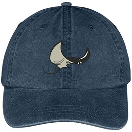 Trendy Apparel Shop Stingray Mascot Embroidered Cotton Washed Baseball Cap - Navy