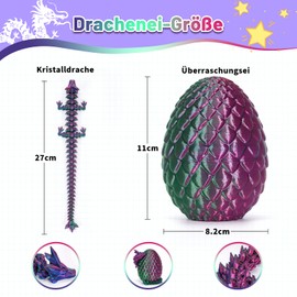 HIMS 3D Printed Dragon Eggs with Dragon Inside, Dragon Egg Movable Crystal Dragon Toy, Surprise Easter Dragon Eggs, Home Decor